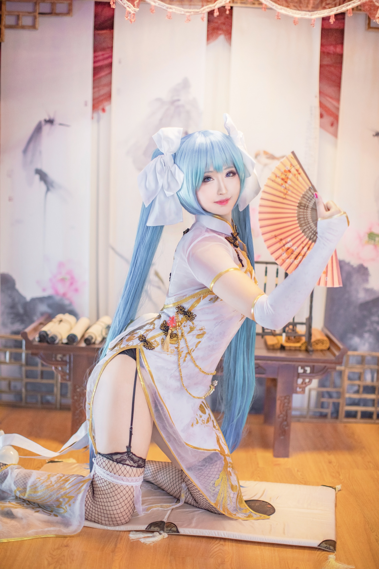 初音未来金丝雀旗袍cosplay-二次元