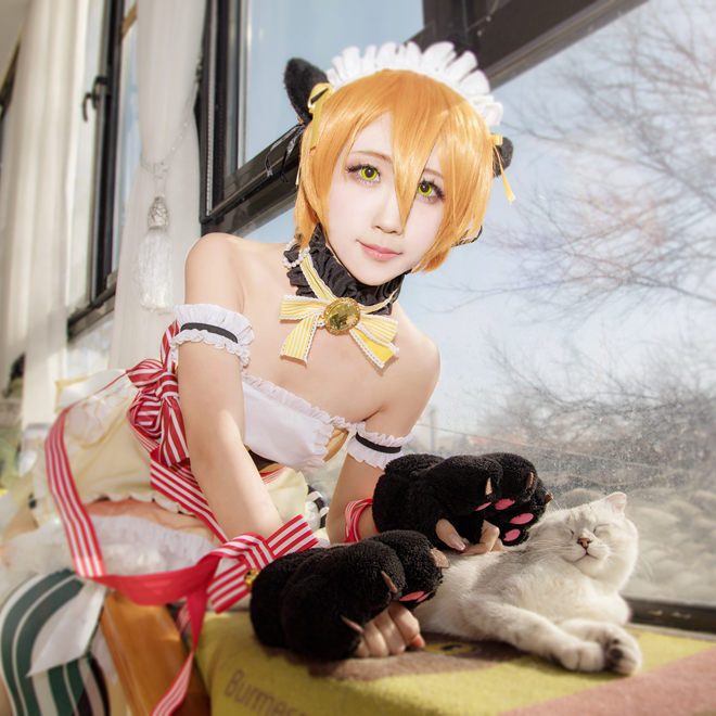 lovelive星空凛情人节女仆cosplay
