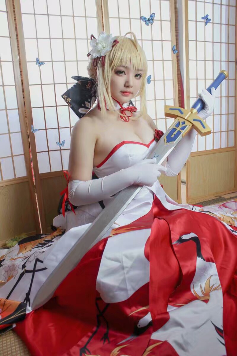 saber仙鹤礼服cosplay-二次元