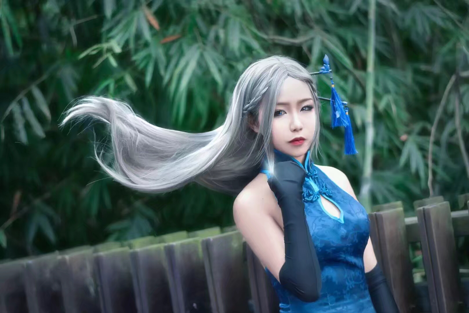 剑三唐门同人旗袍 炮姐cosplay-二次元