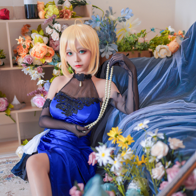 《Fate》Saber蓝礼服cosplay