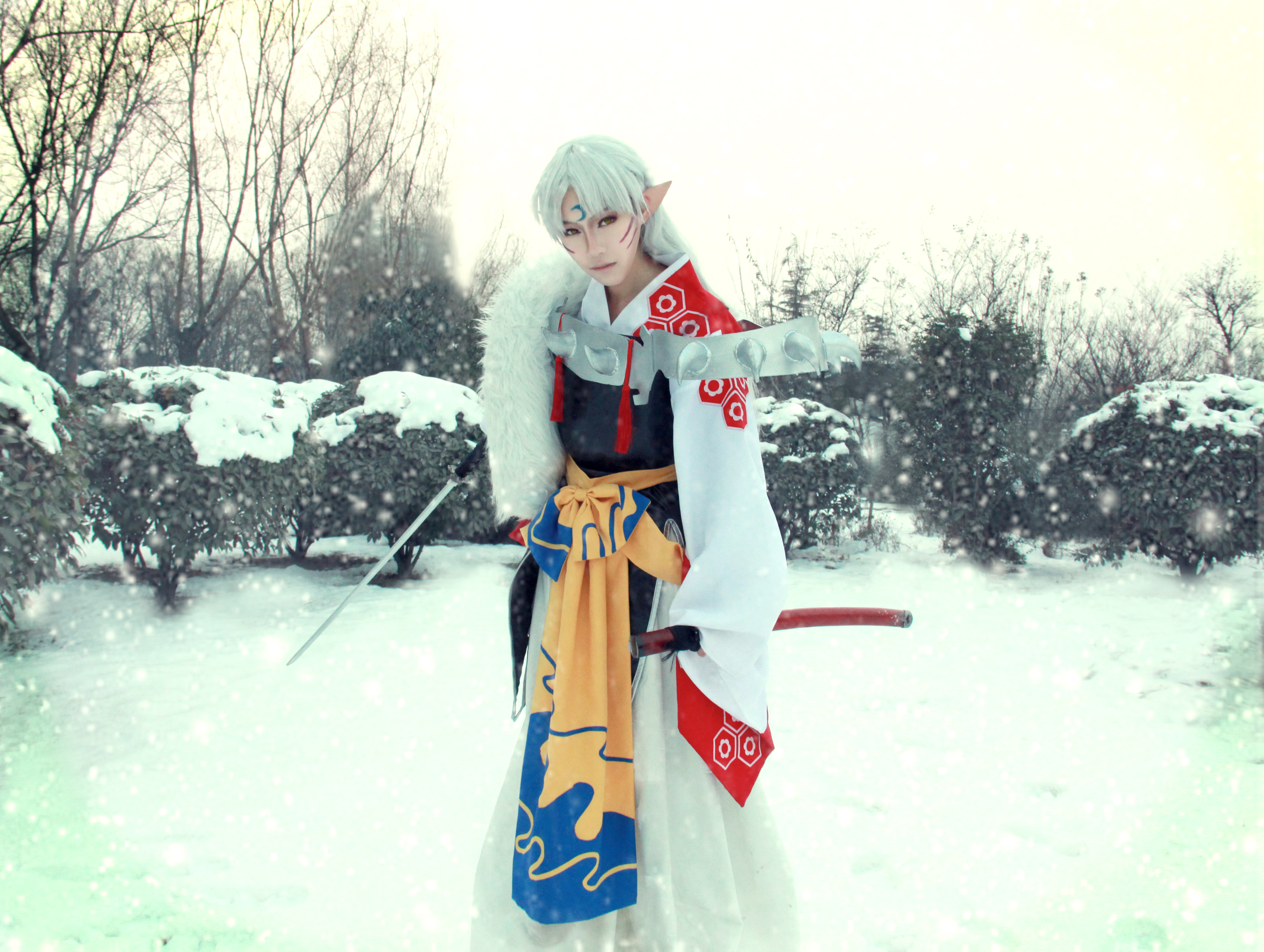 犬夜叉雪地版杀生丸cosplay